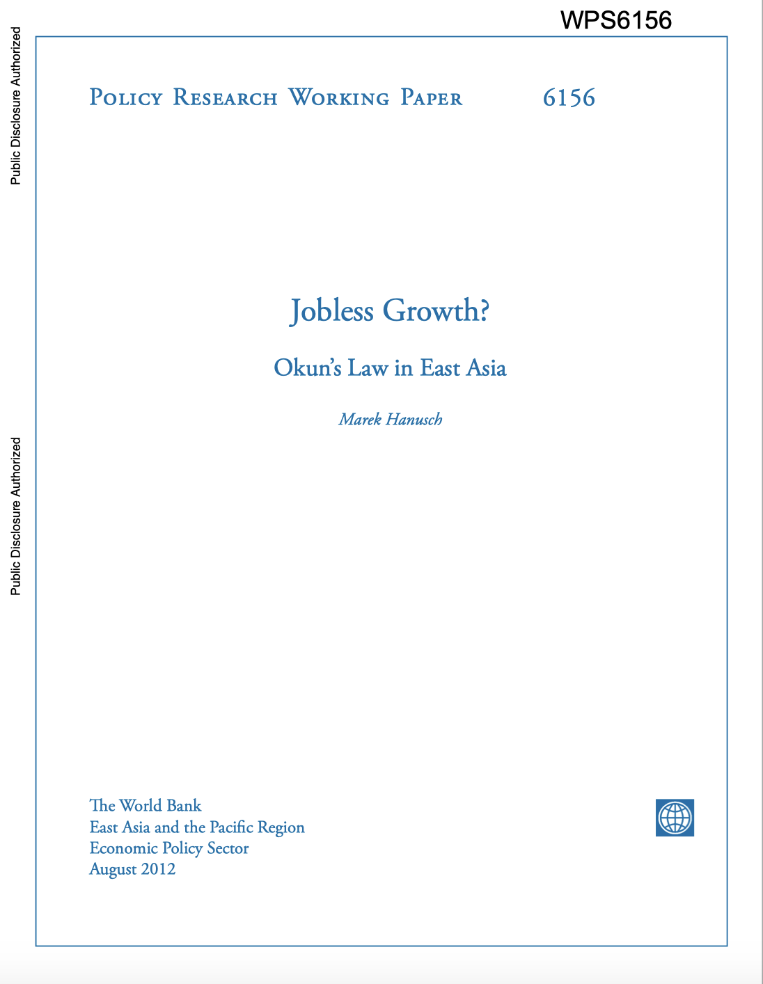 Jobless Growth?  Okun’s Law In East Asia
